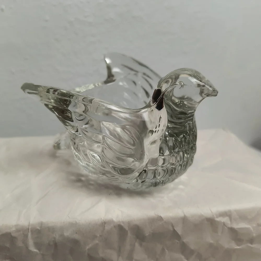 Avon Vintage Clear Glass Dove Candle Holder Genuine